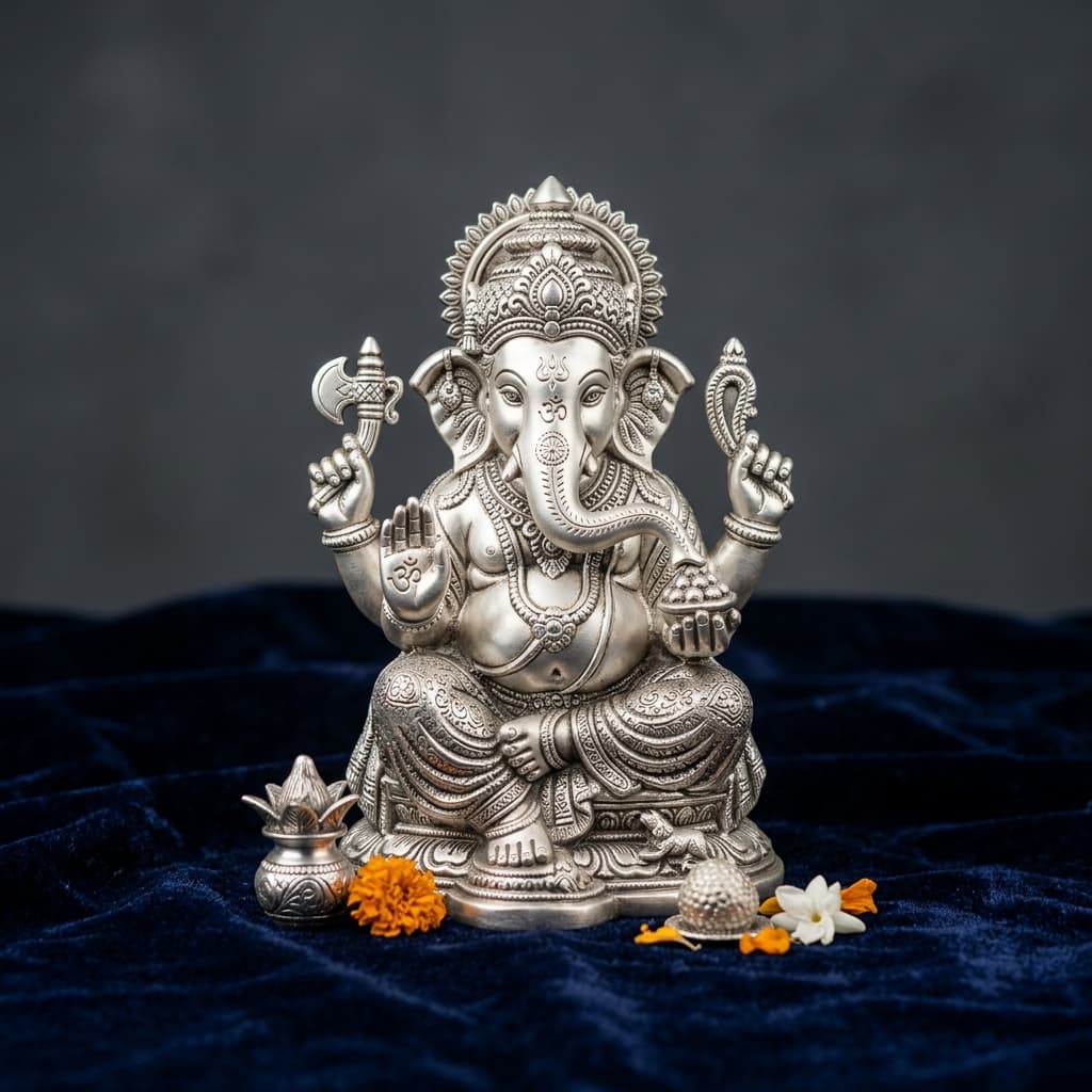 Pure Silver Plated Ganesha Idol